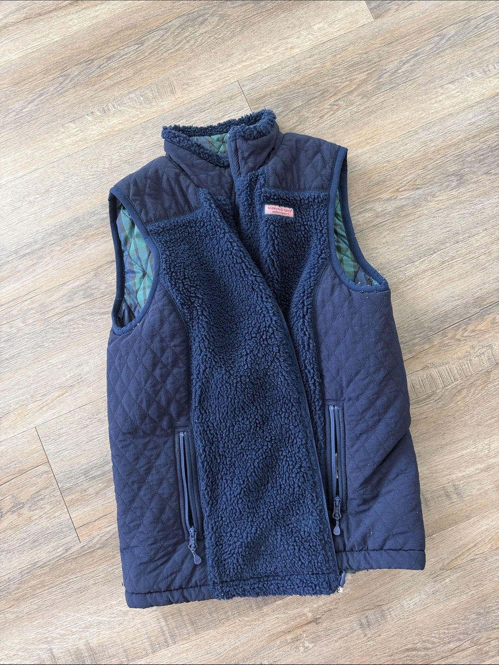 Vineyard Vines Navy Quilted Sherpa Vest